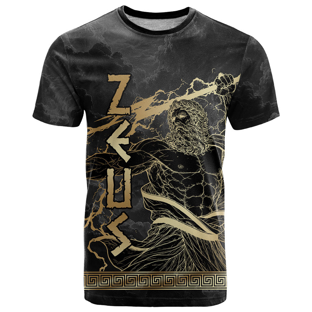 Zeus Greek Mythology King Of Gods T Shirt Golden Meander Key Pattern Lightning Bolt