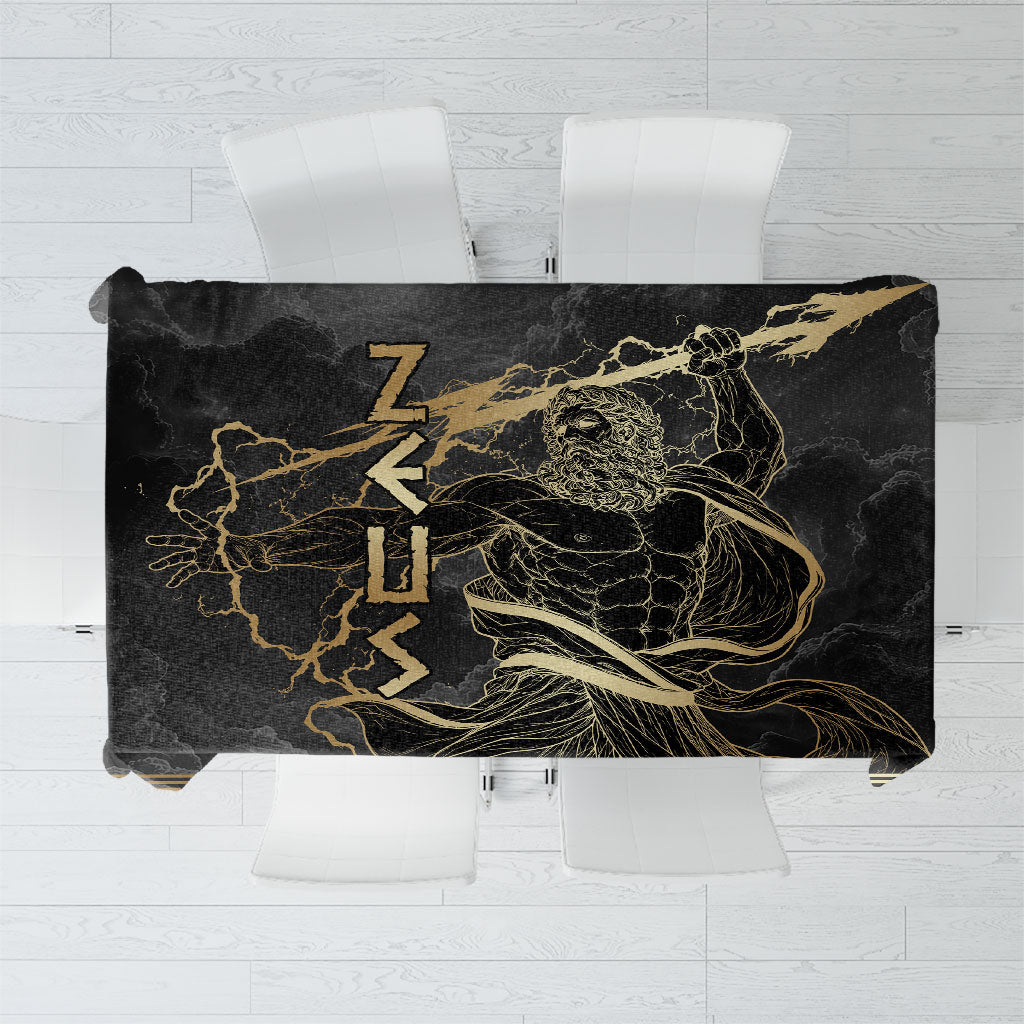Zeus Greek Mythology King Of Gods Tablecloth Golden Meander Key Pattern Lightning Bolt