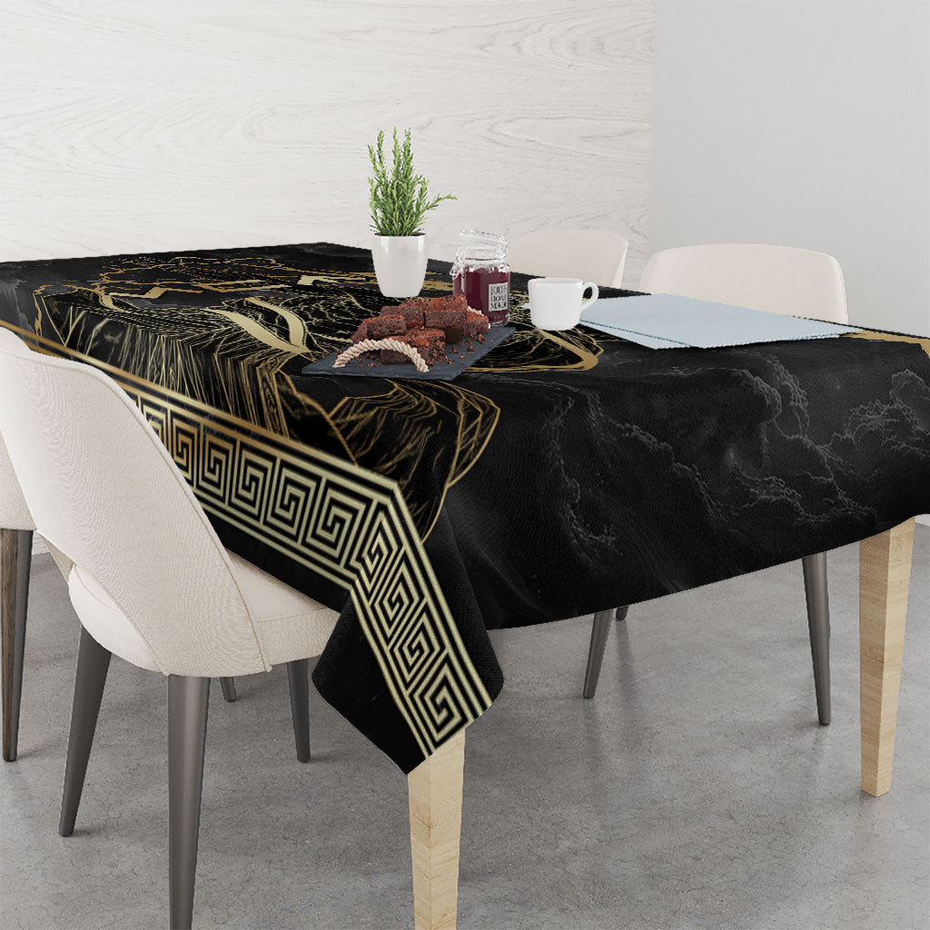 Zeus Greek Mythology King Of Gods Tablecloth Golden Meander Key Pattern Lightning Bolt