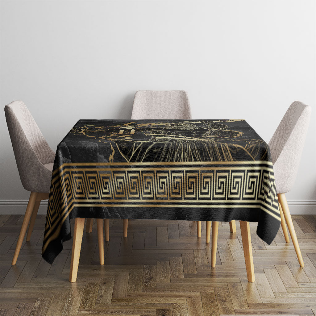Zeus Greek Mythology King Of Gods Tablecloth Golden Meander Key Pattern Lightning Bolt