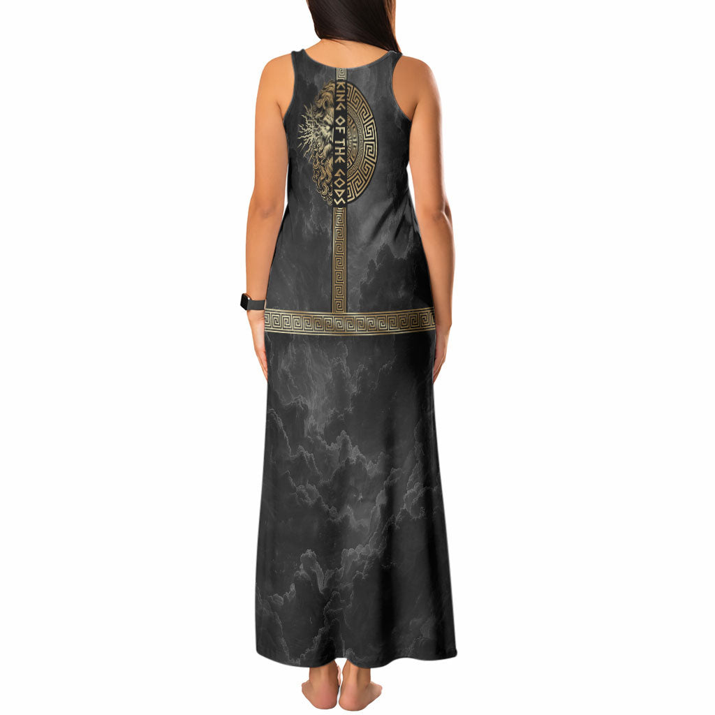 Zeus Greek Mythology King Of Gods Tank Maxi Dress Golden Meander Key Pattern Lightning Bolt