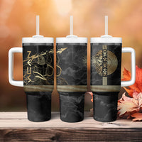 Zeus Greek Mythology King Of Gods Tumbler With Handle Golden Meander Key Pattern Lightning Bolt
