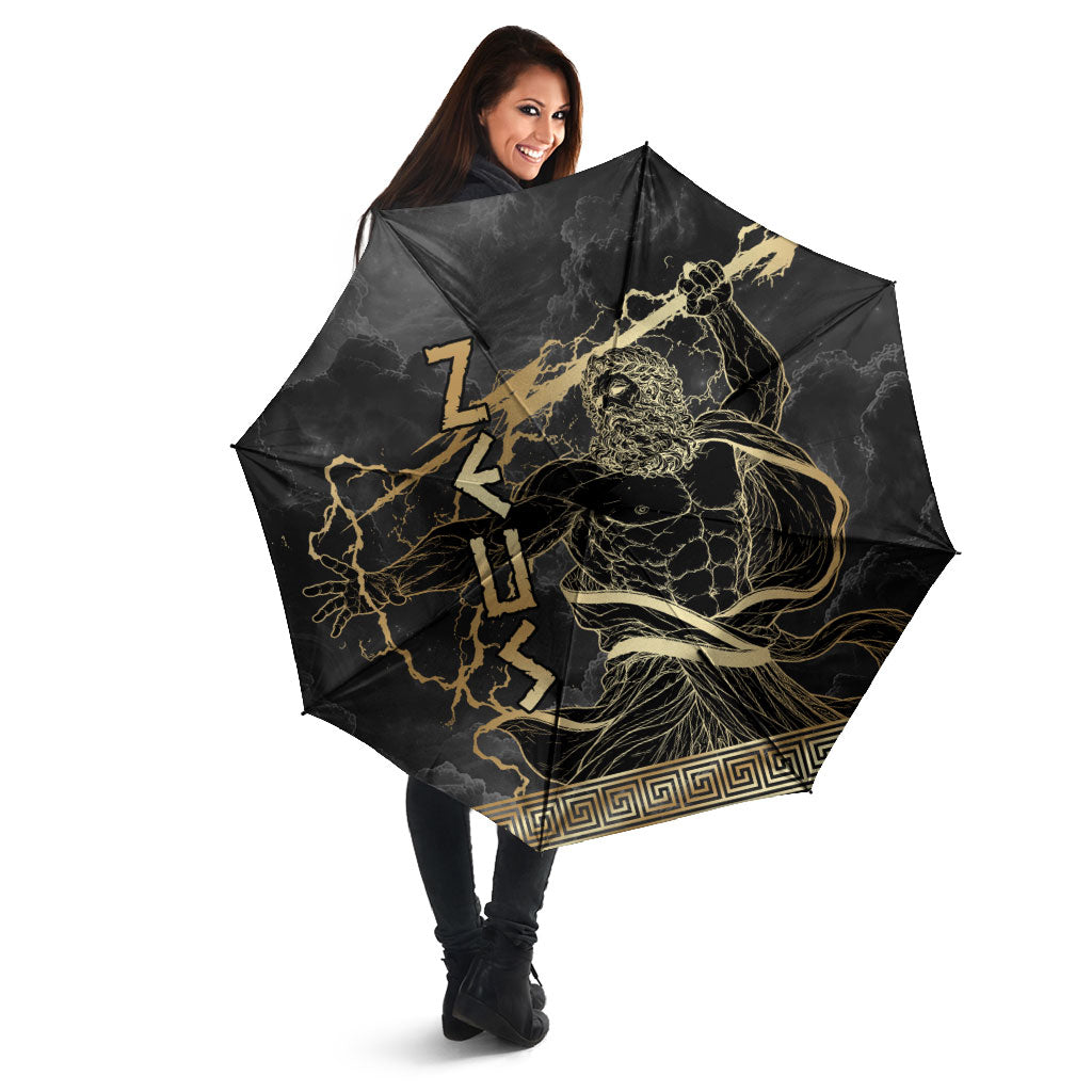 Zeus Greek Mythology King Of Gods Umbrella Golden Meander Key Pattern Lightning Bolt