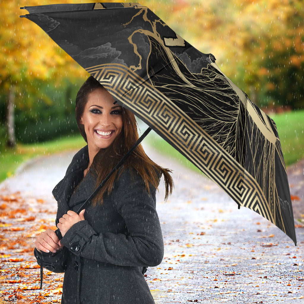 Zeus Greek Mythology King Of Gods Umbrella Golden Meander Key Pattern Lightning Bolt