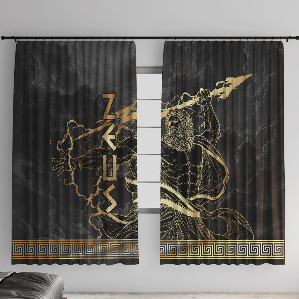 Zeus Greek Mythology King Of Gods Window Curtain Golden Meander Key Pattern Lightning Bolt