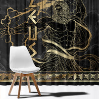 Zeus Greek Mythology King Of Gods Window Curtain Golden Meander Key Pattern Lightning Bolt