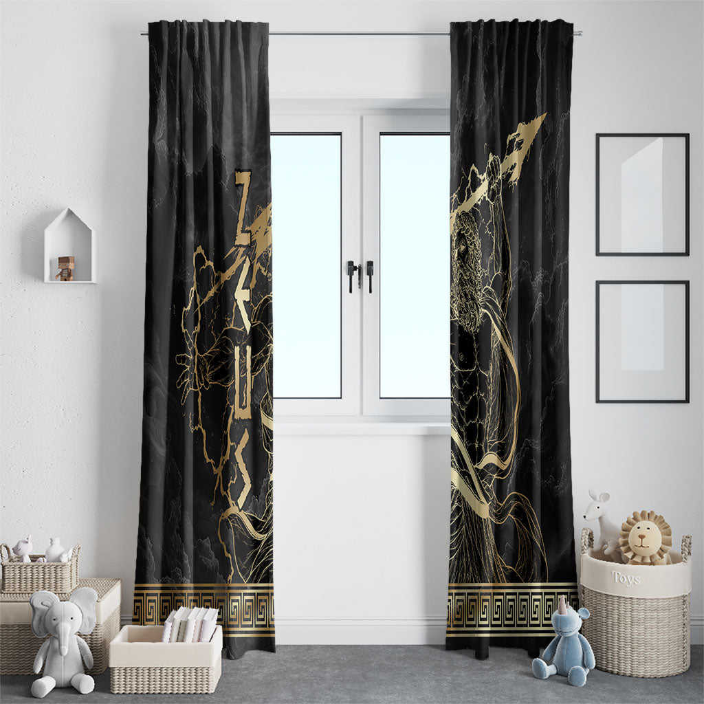Zeus Greek Mythology King Of Gods Window Curtain Golden Meander Key Pattern Lightning Bolt
