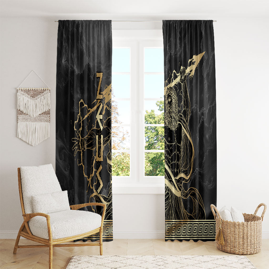 Zeus Greek Mythology King Of Gods Window Curtain Golden Meander Key Pattern Lightning Bolt