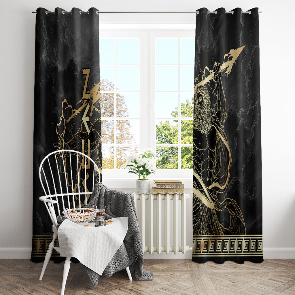 Zeus Greek Mythology King Of Gods Window Curtain Golden Meander Key Pattern Lightning Bolt