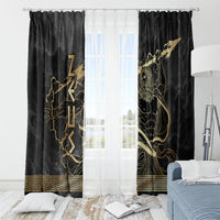 Zeus Greek Mythology King Of Gods Window Curtain Golden Meander Key Pattern Lightning Bolt