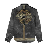 Zeus Greek Mythology King Of Gods Women Casual Shirt Golden Meander Key Pattern Lightning Bolt
