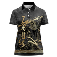 Zeus Greek Mythology King Of Gods Women Polo Shirt Golden Meander Key Pattern Lightning Bolt