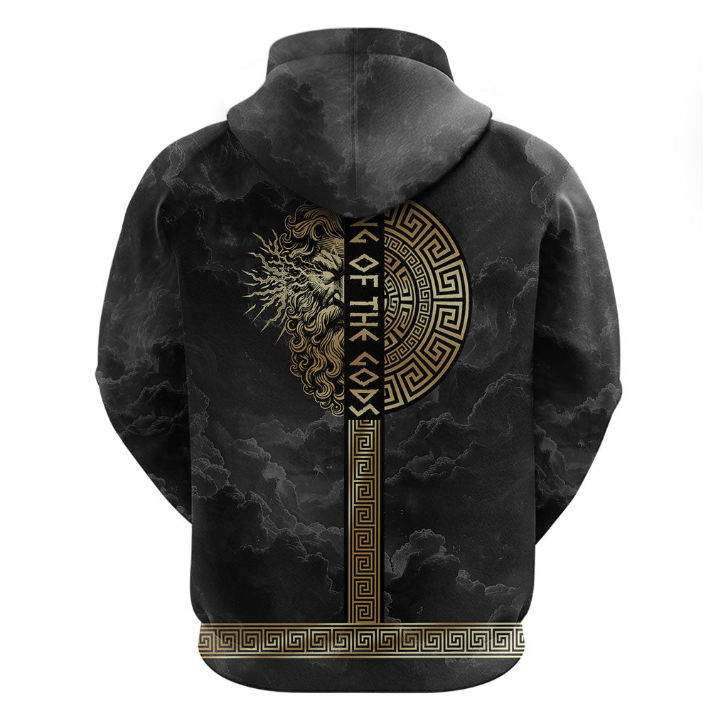 Zeus Greek Mythology King Of Gods Zip Hoodie Golden Meander Key Pattern Lightning Bolt