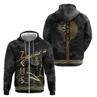 Zeus Greek Mythology King Of Gods Zip Hoodie Golden Meander Key Pattern Lightning Bolt