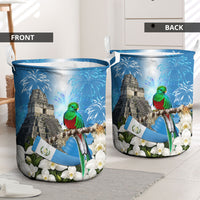 Guatemala Quetzal And Mayan Ruins Laundry Basket Patriotic National Symbols White Orchid Flag