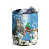 Guatemala Quetzal And Mayan Ruins Laundry Basket Patriotic National Symbols White Orchid Flag