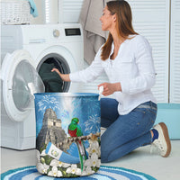 Guatemala Quetzal And Mayan Ruins Laundry Basket Patriotic National Symbols White Orchid Flag