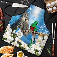 Guatemala Quetzal And Mayan Ruins Apron Patriotic National Symbols White Orchid Flag