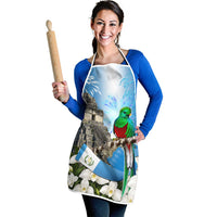 Guatemala Quetzal And Mayan Ruins Apron Patriotic National Symbols White Orchid Flag
