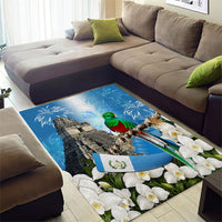 Guatemala Quetzal And Mayan Ruins Area Rug Patriotic National Symbols White Orchid Flag