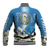 Guatemala Quetzal And Mayan Ruins Baseball Jacket Patriotic National Symbols White Orchid Flag