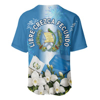 Guatemala Quetzal And Mayan Ruins Baseball Jersey Patriotic National Symbols White Orchid Flag