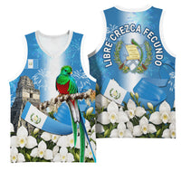 Guatemala Quetzal And Mayan Ruins Basketball Jersey Patriotic National Symbols White Orchid Flag