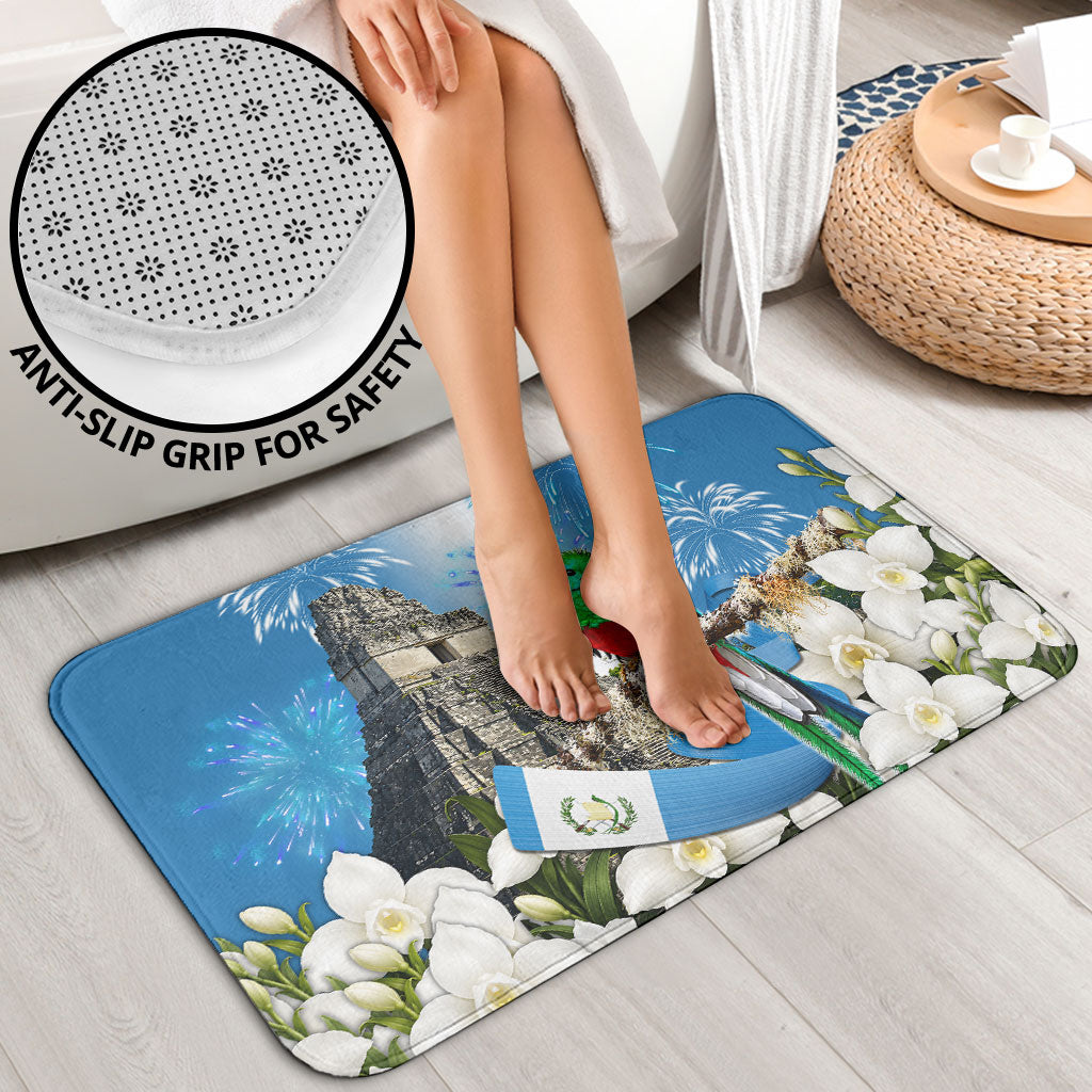 Guatemala Quetzal And Mayan Ruins Bathroom Set Patriotic National Symbols White Orchid Flag