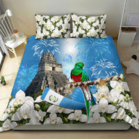 Guatemala Quetzal And Mayan Ruins Bedding Set Patriotic National Symbols White Orchid Flag