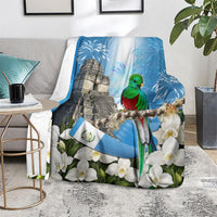 Guatemala Quetzal And Mayan Ruins Blanket Patriotic National Symbols White Orchid Flag