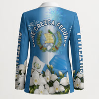 Guatemala Quetzal And Mayan Ruins Blazer Patriotic National Symbols White Orchid Flag