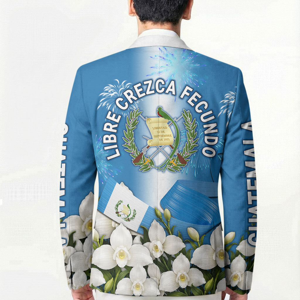 Guatemala Quetzal And Mayan Ruins Blazer Patriotic National Symbols White Orchid Flag