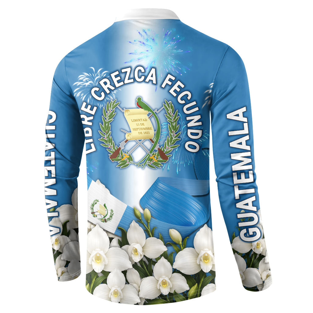 Guatemala Quetzal And Mayan Ruins Button Sweatshirt Patriotic National Symbols White Orchid Flag