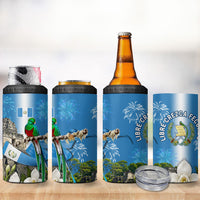 Guatemala Quetzal And Mayan Ruins 4 in 1 Can Cooler Tumbler Patriotic National Symbols White Orchid Flag
