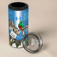 Guatemala Quetzal And Mayan Ruins 4 in 1 Can Cooler Tumbler Patriotic National Symbols White Orchid Flag