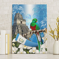 Guatemala Quetzal And Mayan Ruins Canvas Wall Art Patriotic National Symbols White Orchid Flag