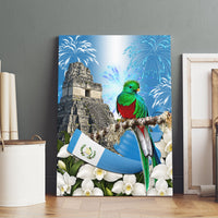 Guatemala Quetzal And Mayan Ruins Canvas Wall Art Patriotic National Symbols White Orchid Flag