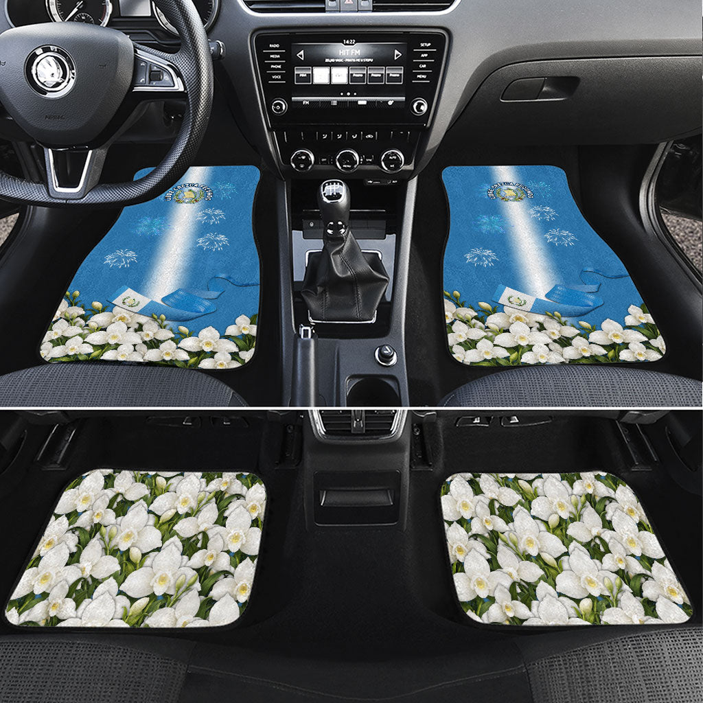 Guatemala Quetzal And Mayan Ruins Car Mats Patriotic National Symbols White Orchid Flag