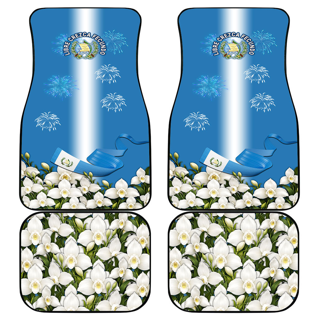 Guatemala Quetzal And Mayan Ruins Car Mats Patriotic National Symbols White Orchid Flag