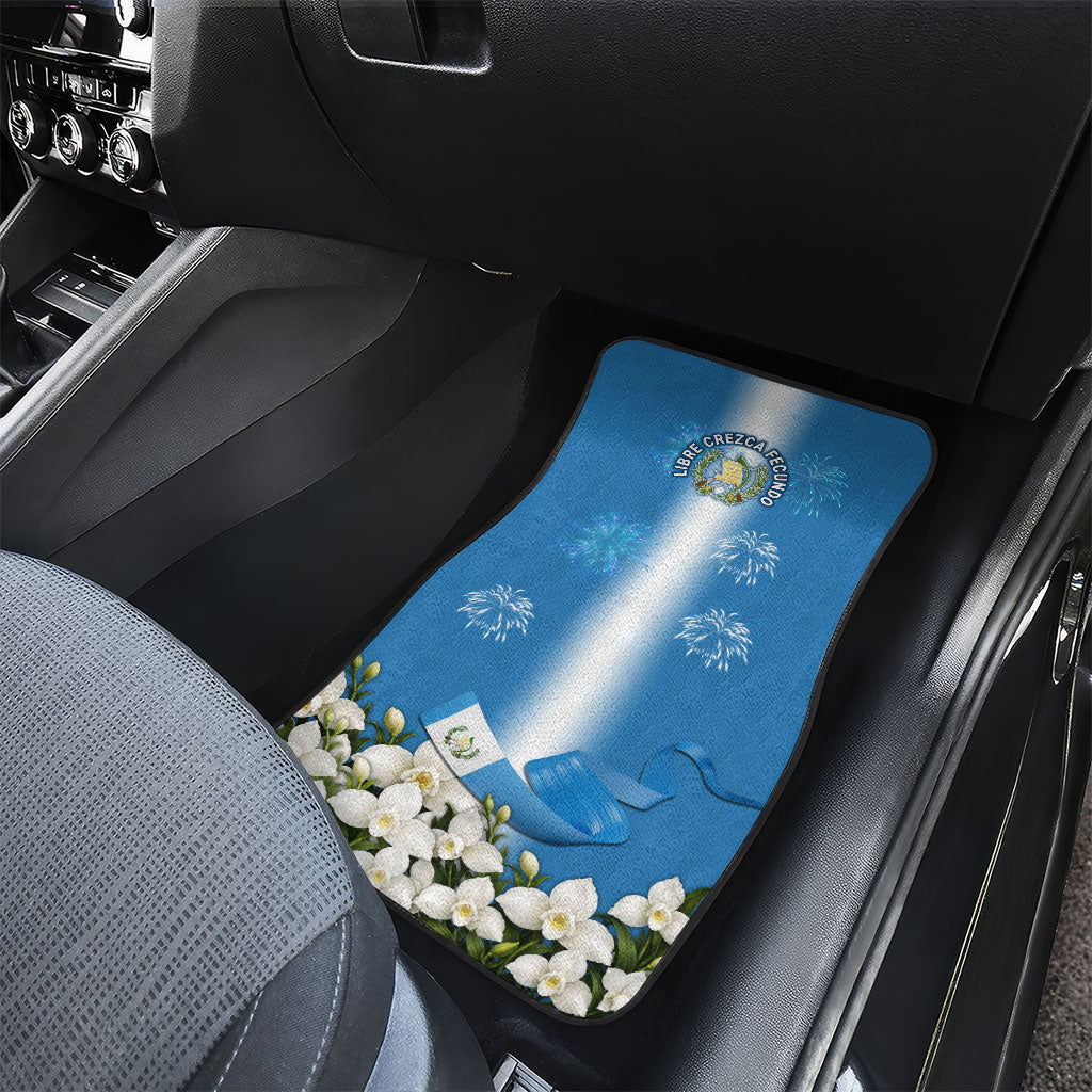 Guatemala Quetzal And Mayan Ruins Car Mats Patriotic National Symbols White Orchid Flag