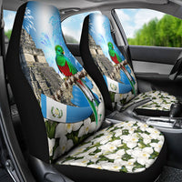 Guatemala Quetzal And Mayan Ruins Car Seat Cover Patriotic National Symbols White Orchid Flag