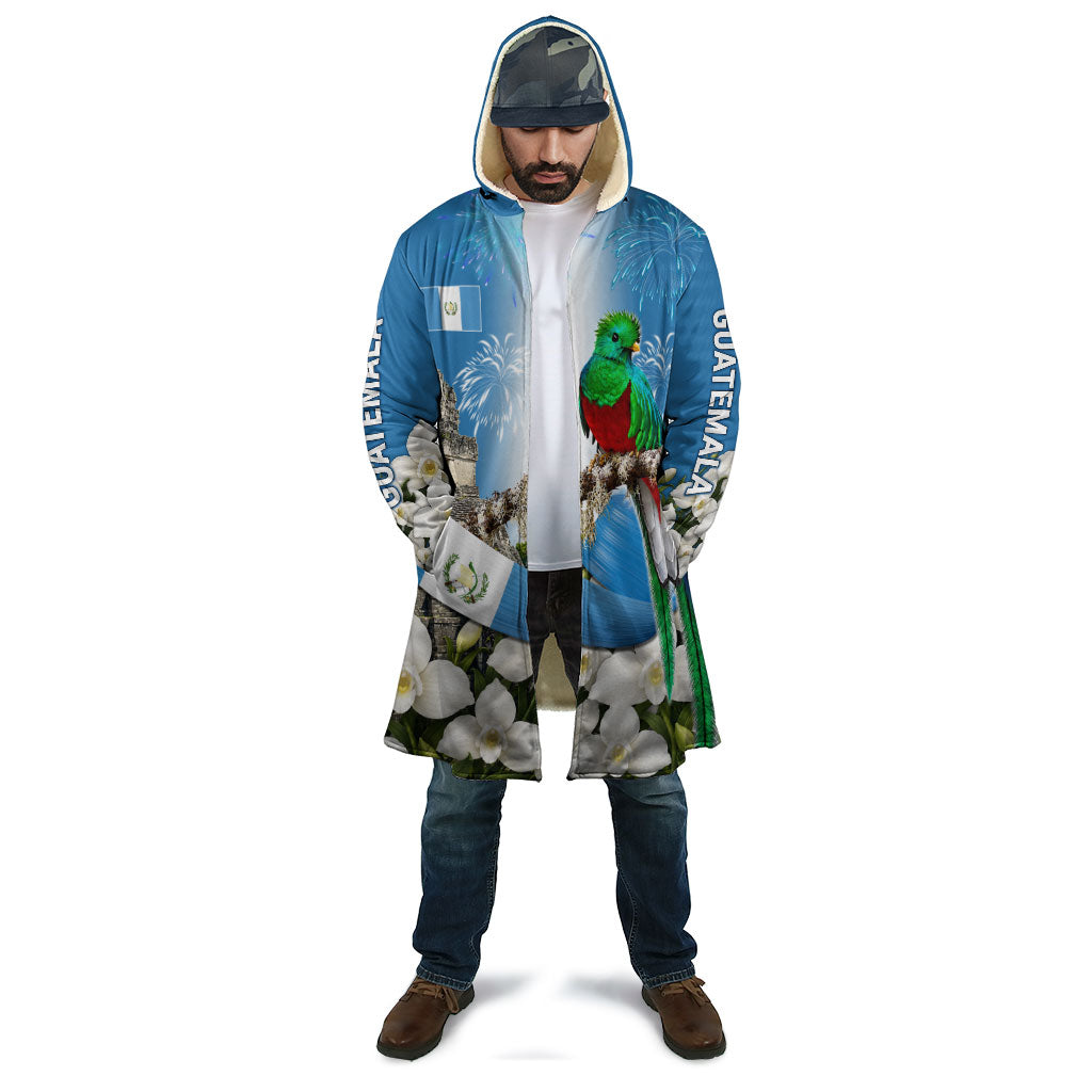 Guatemala Quetzal And Mayan Ruins Cloak Patriotic National Symbols White Orchid Flag