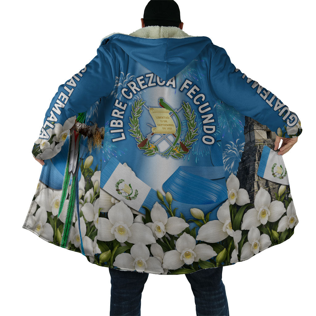 Guatemala Quetzal And Mayan Ruins Cloak Patriotic National Symbols White Orchid Flag