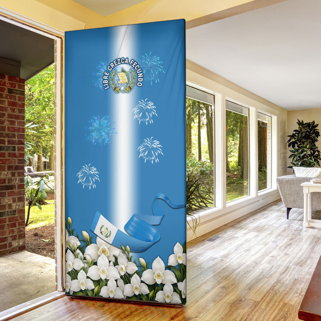 Guatemala Quetzal And Mayan Ruins Door Cover Patriotic National Symbols White Orchid Flag