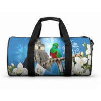 Guatemala Quetzal And Mayan Ruins Duffle Bag Patriotic National Symbols White Orchid Flag