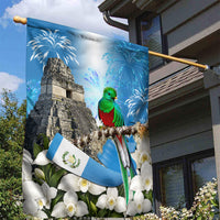 Guatemala Quetzal And Mayan Ruins Garden Flag Patriotic National Symbols White Orchid Flag
