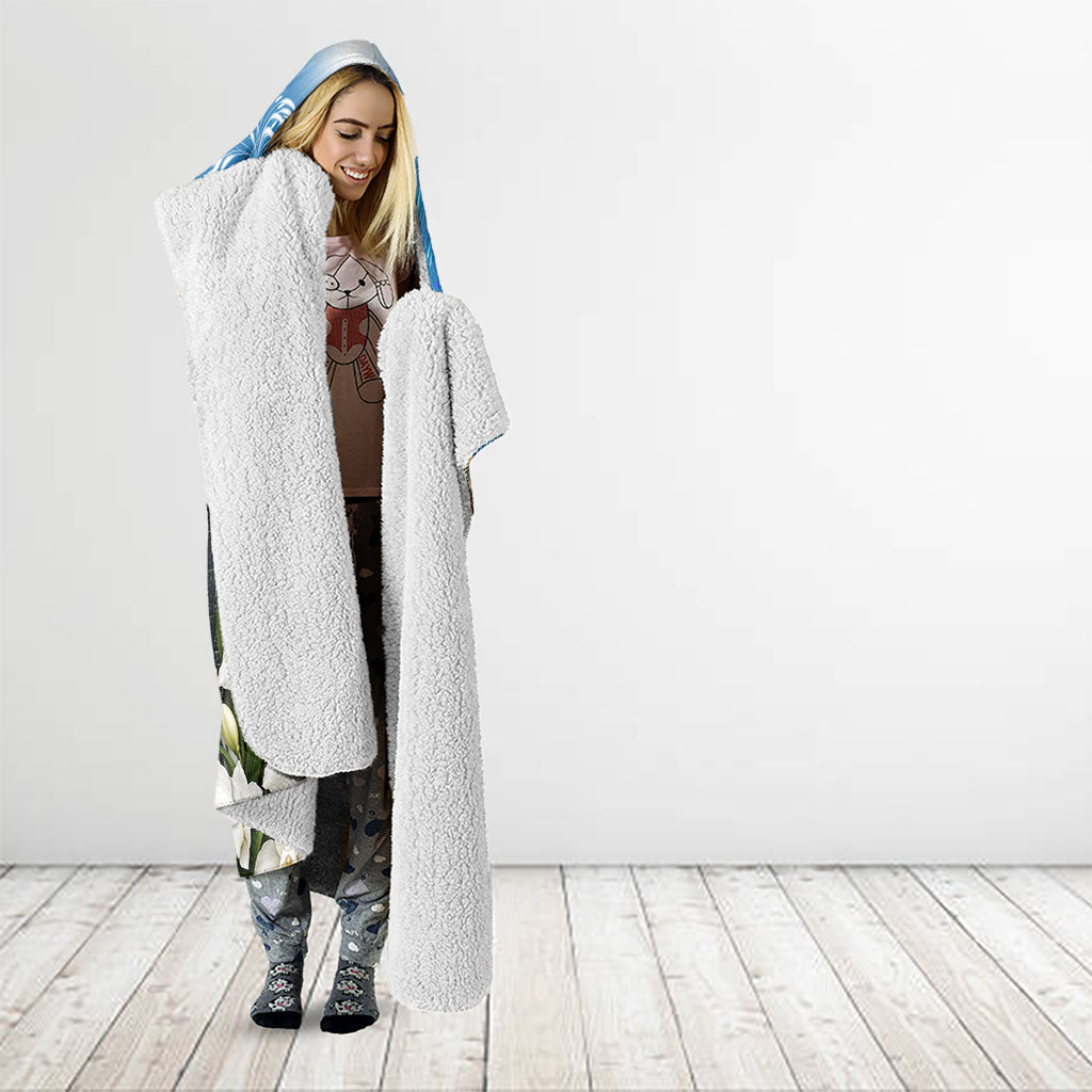 Guatemala Quetzal And Mayan Ruins Hooded Blanket Patriotic National Symbols White Orchid Flag
