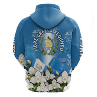 Guatemala Quetzal And Mayan Ruins Hoodie Patriotic National Symbols White Orchid Flag