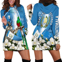 Guatemala Quetzal And Mayan Ruins Hoodie Dress Patriotic National Symbols White Orchid Flag