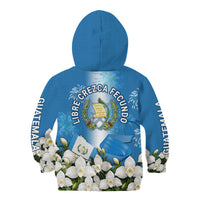 Guatemala Quetzal And Mayan Ruins Kid Hoodie Patriotic National Symbols White Orchid Flag